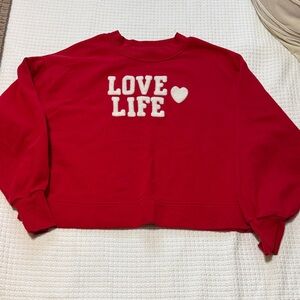 Red Love Life Women's cropped Sweatshirt size small